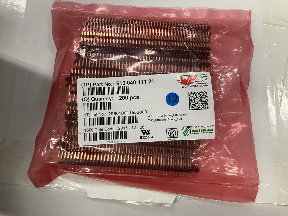 Wurth 2.54mm 40 pin 1 row header pins (1 bag of 200pcs)