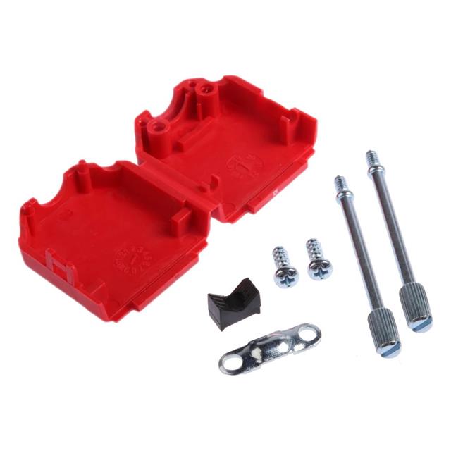 9 Position Two Piece Backshell Connector Red 180° Unshielded